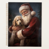 Goldendoodle mit dem Weihnachtsmann Weihnachten Planer (Vorderseite)
