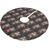 Goldendoodle mit dem Weihnachtsmann Weihnachten Polyester Weihnachtsbaumdecke (Schrägansicht)