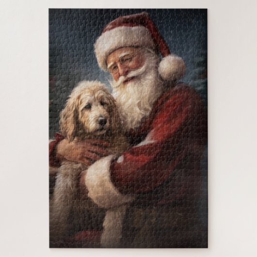 Goldendoodle mit dem Weihnachtsmann Weihnachten Puzzle (Vertikal)