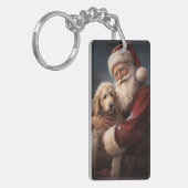 Goldendoodle mit dem Weihnachtsmann Weihnachten Schlüsselanhänger (Vorderseite links)