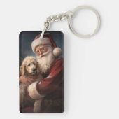 Goldendoodle mit dem Weihnachtsmann Weihnachten Schlüsselanhänger (Rückseite)