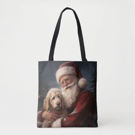 Goldendoodle mit dem Weihnachtsmann Weihnachten Tasche (Vorderseite)