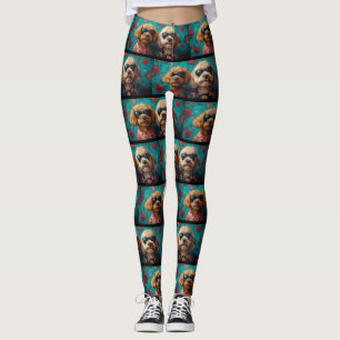 Goldendoodle mit Herz Rosen Valentinstag Leggings