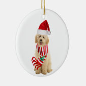 Goldendoodle mit Hutschuh Weihnachten Keramik Ornament (Rechts)