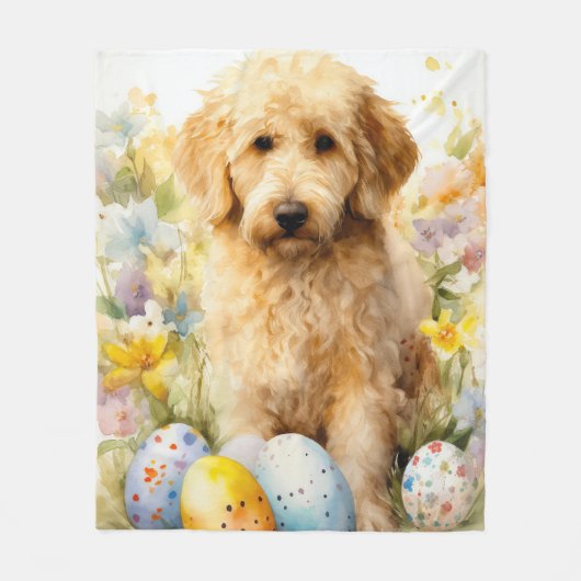Goldendoodle mit Ostereiern Fleecedecke (Vorderseite)