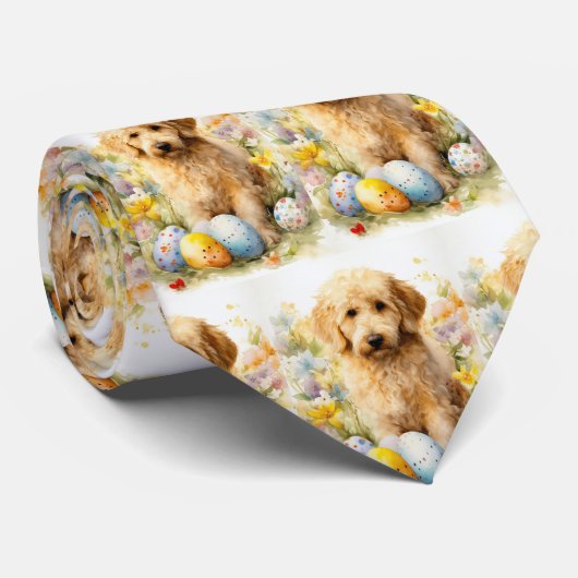 Goldendoodle mit Ostereiern Krawatte (Gerollt)