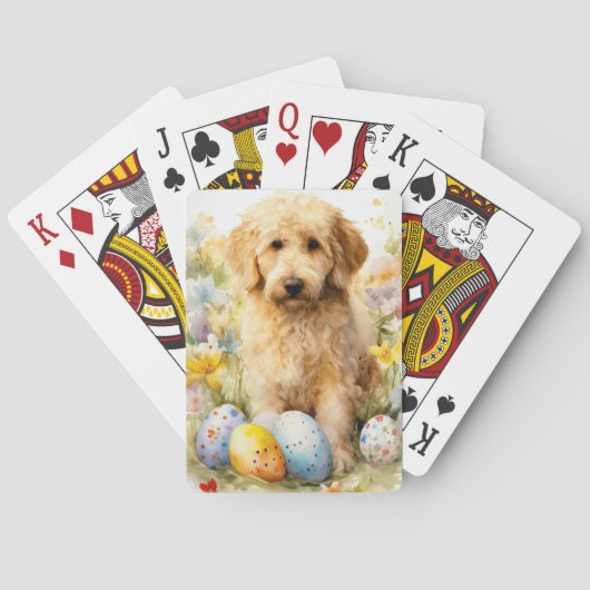 Goldendoodle mit Ostereiern Spielkarten (Rückseite)