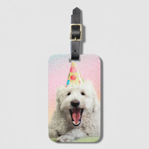 Goldendoodle mit Party-Hut Gepäckanhänger