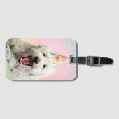 Goldendoodle mit Party-Hut Gepäckanhänger (Vorderseite (Horizontal))