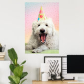 Goldendoodle mit Party-Hut Poster (Heimbüro)