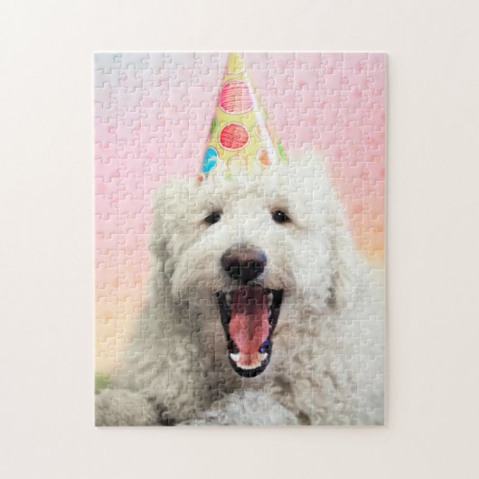 Goldendoodle mit Party-Hut Puzzle (Vertikal)