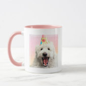 Goldendoodle mit Party-Hut Tasse (Links)