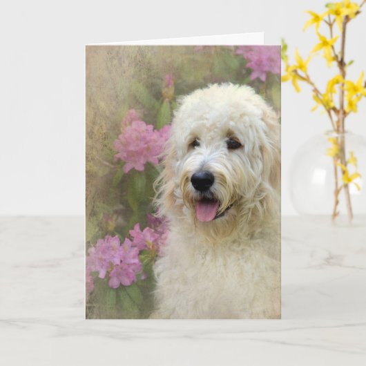 Goldendoodle mit Textur Karte (Gelbe Blume)