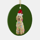 Goldendoodle mit Weihnachtssaftgespenst Weihnachts Keramik Ornament (Rechts)