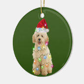 Goldendoodle mit Weihnachtssaftgespenst Weihnachts Keramik Ornament (Links)