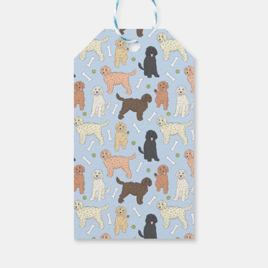 goldendoodle-Muster in blau Geschenkanhänger (Rückseite)