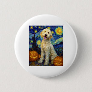 Goldendoodle Niedlich Hund Halloween Kürbislaterne Button