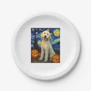 Goldendoodle Niedlich Hund Halloween Kürbislaterne Pappteller