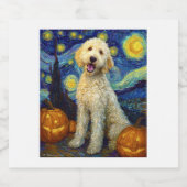 Goldendoodle Niedlich Hund Halloween Kürbislaterne Schaumweinetikett (Einzelnes Label)