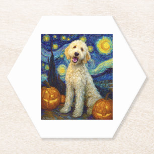 Goldendoodle Niedlich Hund Halloween Kürbislaterne Untersetzer