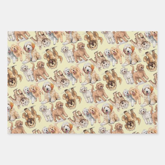 Goldendoodle-Niedliches Dog-Muster Geschenkpapier Set (Vorderseite)