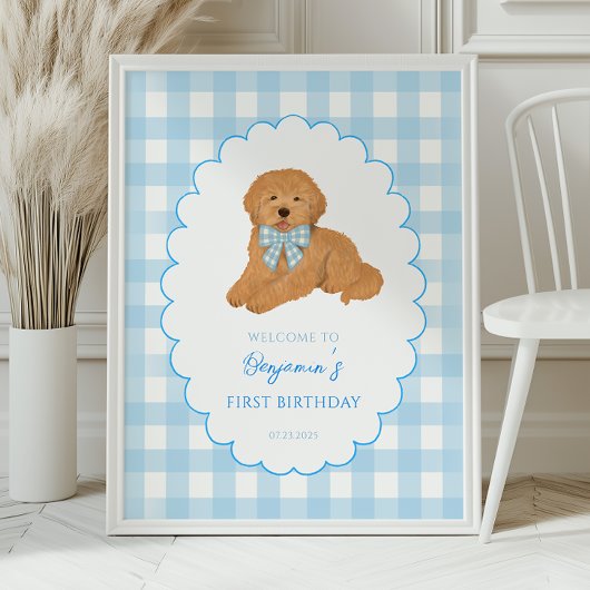 Goldendoodle One Golden Year Birthday Welcome Poster