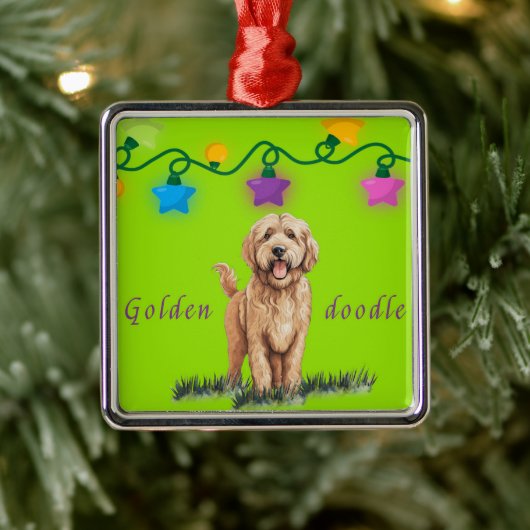 Goldendoodle Ornament on Green (Baum)