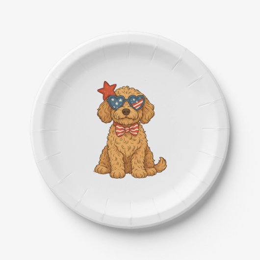 Goldendoodle Patriotic Clipart Pappteller (Vorderseite)