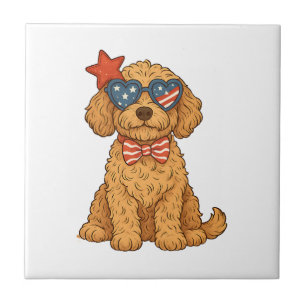 Goldendoodle patriotische Clipart Fliese