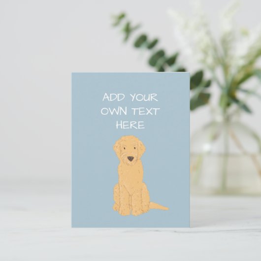 Goldendoodle Personalisierter Hundename Postkarte (Stehend Vorderseite)