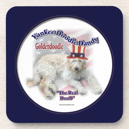 Goldendoodle politischer Spaß Getränkeuntersetzer (Vorderseite)