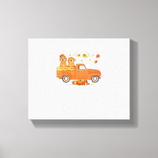 Goldendoodle Pumpkin Truck Fall Leaf Erntedank Leinwanddruck (Vorderseite)