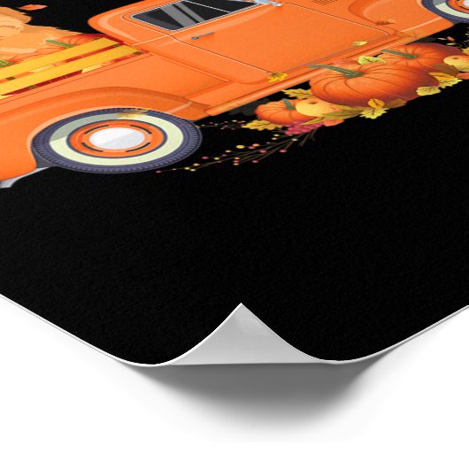 Goldendoodle Pumpkin Truck Fall Leaf Erntedank Poster (Ecke)