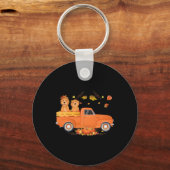 Goldendoodle Pumpkin Truck Fall Leaf Erntedank Schlüsselanhänger (Vorderseite)