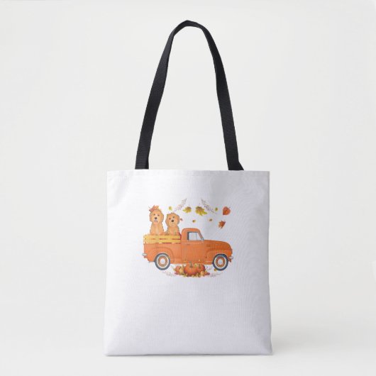 Goldendoodle Pumpkin Truck Fall Leaf Erntedank Tasche (Vorderseite)