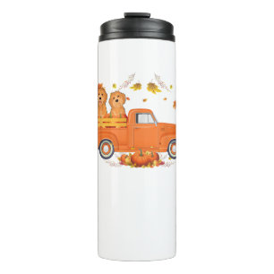 Goldendoodle Pumpkin Truck Fall Leaf Erntedank Thermosbecher