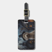 Goldendoodle Pumpkins Halloween Beängstigend Gepäckanhänger (Vorderseite vertikal)