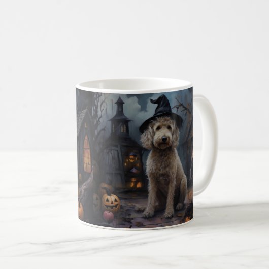 Goldendoodle Pumpkins Halloween Beängstigend Kaffeetasse (VorderseiteRechts)