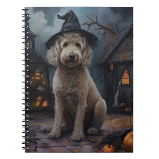 Goldendoodle Pumpkins Halloween Beängstigend Notizblock (Vorderseite)