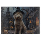 Goldendoodle Pumpkins Halloween Beängstigend Schneidebrett (Vorderseite)