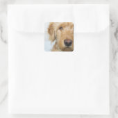 Goldendoodle Puppy Closeup Quadratischer Aufkleber (Tasche)