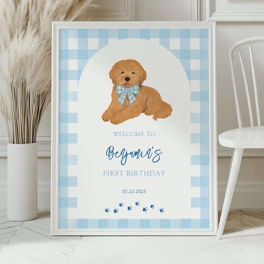 Goldendoodle Puppy Dog Birthday Party Welcome  Poster
