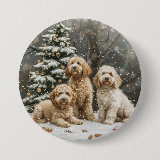 Goldendoodle Puppy Hunde Button (Vorderseite)