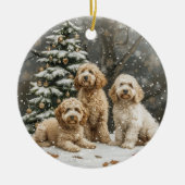 Goldendoodle Puppy Hunde Keramik Ornament (Vorne)