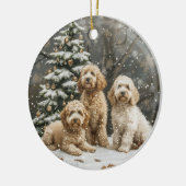 Goldendoodle Puppy Hunde Keramik Ornament (Links)