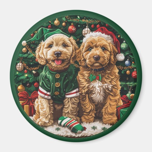 Goldendoodle Puppy Hunde Magnet (Vorne)
