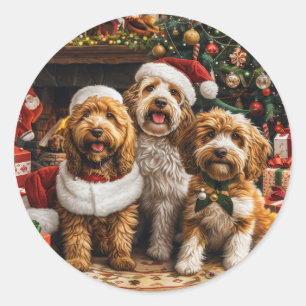 Goldendoodle Puppy Hunde Runder Aufkleber