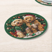 Goldendoodle Puppy Hunde Runder Pappuntersetzer (Angewinkelt)