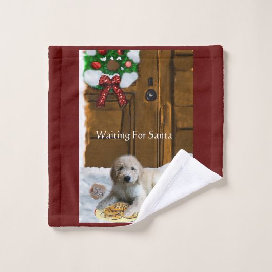 Goldendoodle Puppy Weihnachten Badhandtuch Set (Waschlappen)