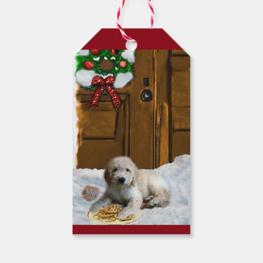 Goldendoodle Puppy Weihnachten Geschenkanhänger (Rückseite)